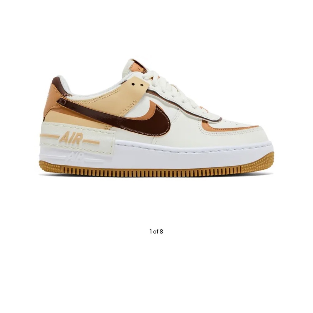 Nike Air Force 1 Shadow in Cream and Brown - Picture 2 of 8